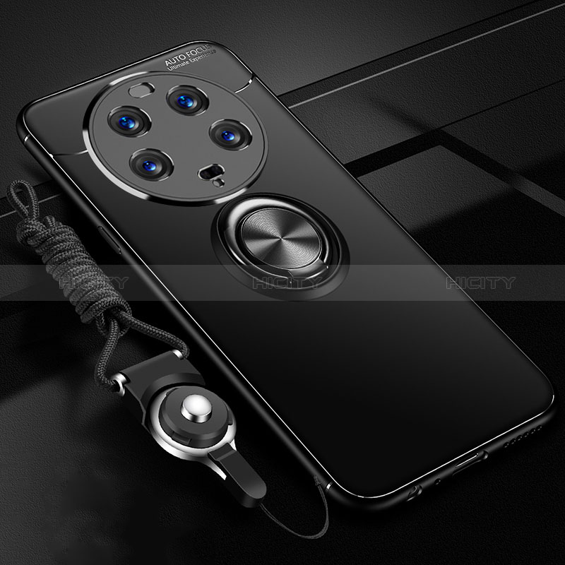 Custodia Silicone Ultra Sottile Morbida Cover con Magnetico Anello Supporto SD3 per Xiaomi Mi 13 Ultra 5G Nero