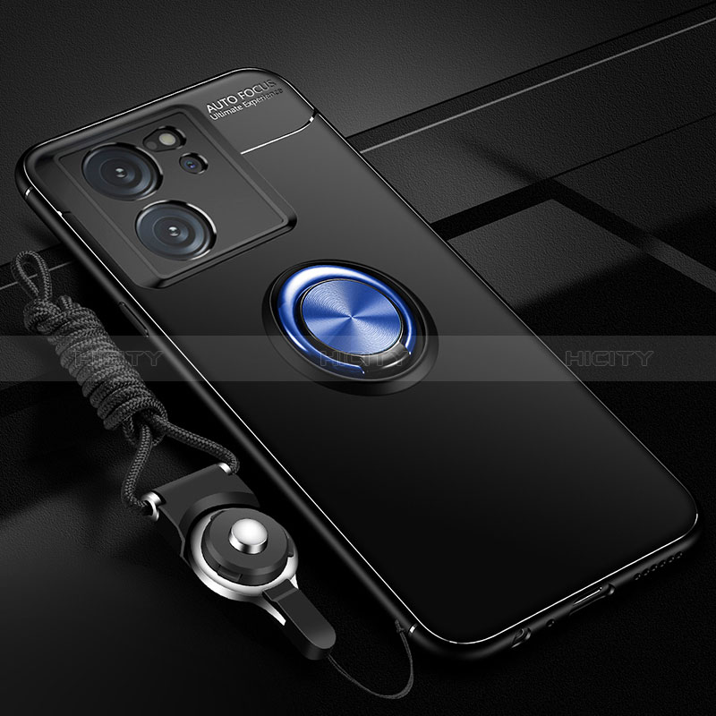 Custodia Silicone Ultra Sottile Morbida Cover con Magnetico Anello Supporto SD3 per Xiaomi Mi 13T 5G Blu e Nero
