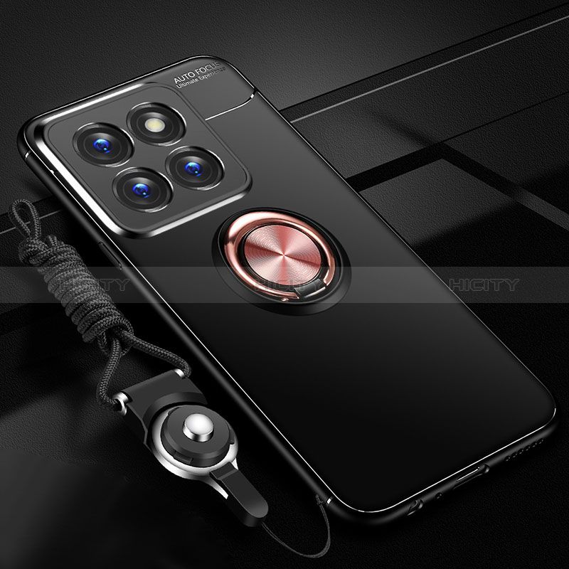 Custodia Silicone Ultra Sottile Morbida Cover con Magnetico Anello Supporto SD3 per Xiaomi Mi 14 5G