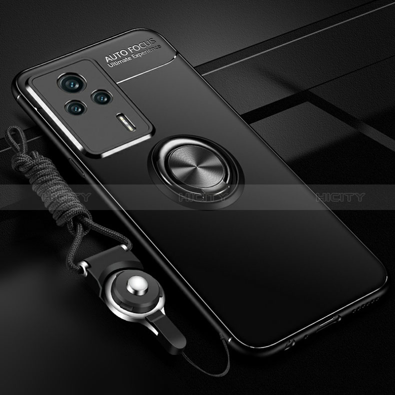 Custodia Silicone Ultra Sottile Morbida Cover con Magnetico Anello Supporto SD3 per Xiaomi Redmi K60E 5G Nero