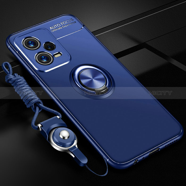 Custodia Silicone Ultra Sottile Morbida Cover con Magnetico Anello Supporto SD3 per Xiaomi Redmi Note 12 Pro 5G Blu