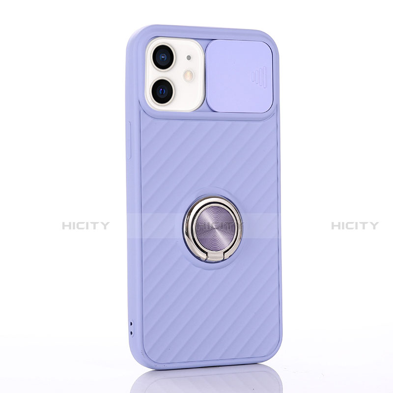 Custodia Silicone Ultra Sottile Morbida Cover con Magnetico Anello Supporto T01 per Apple iPhone 12 Mini Lavanda