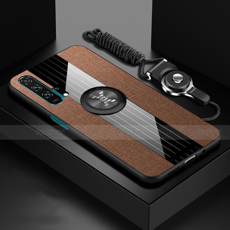 Custodia Silicone Ultra Sottile Morbida Cover con Magnetico Anello Supporto T01 per Huawei Honor 20 Pro Marrone