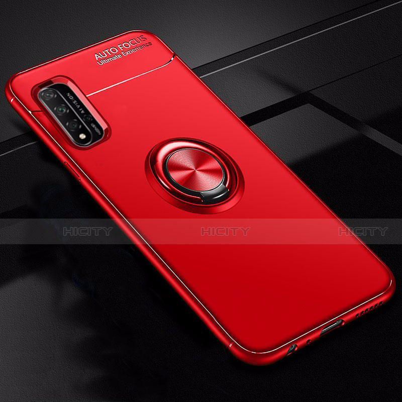 Custodia Silicone Ultra Sottile Morbida Cover con Magnetico Anello Supporto T01 per Huawei Honor 20 Rosso