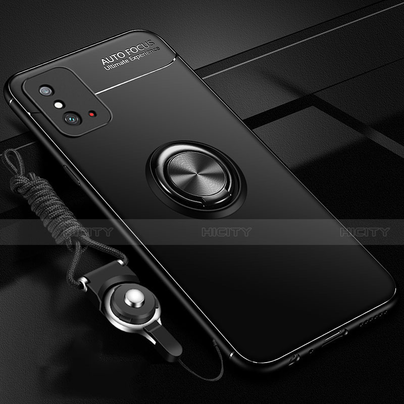 Custodia Silicone Ultra Sottile Morbida Cover con Magnetico Anello Supporto T01 per Huawei Honor X10 Max 5G Nero