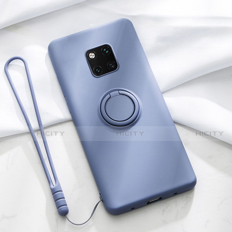 Custodia Silicone Ultra Sottile Morbida Cover con Magnetico Anello Supporto T01 per Huawei Mate 20 Pro