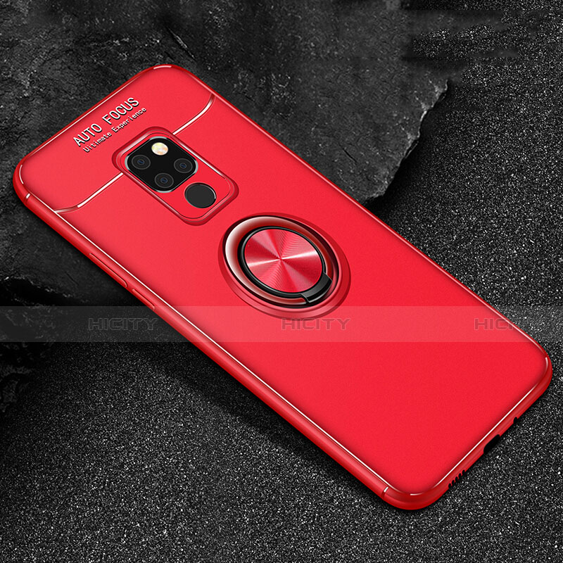 Custodia Silicone Ultra Sottile Morbida Cover con Magnetico Anello Supporto T01 per Huawei Mate 20 Rosso