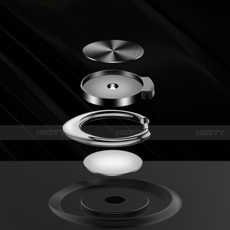 Custodia Silicone Ultra Sottile Morbida Cover con Magnetico Anello Supporto T01 per Huawei Mate 20 X 5G