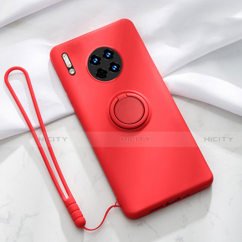 Custodia Silicone Ultra Sottile Morbida Cover con Magnetico Anello Supporto T01 per Huawei Mate 30 5G