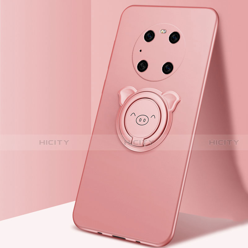 Custodia Silicone Ultra Sottile Morbida Cover con Magnetico Anello Supporto T01 per Huawei Mate 40 Pro