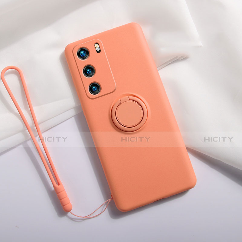 Custodia Silicone Ultra Sottile Morbida Cover con Magnetico Anello Supporto T01 per Huawei P40