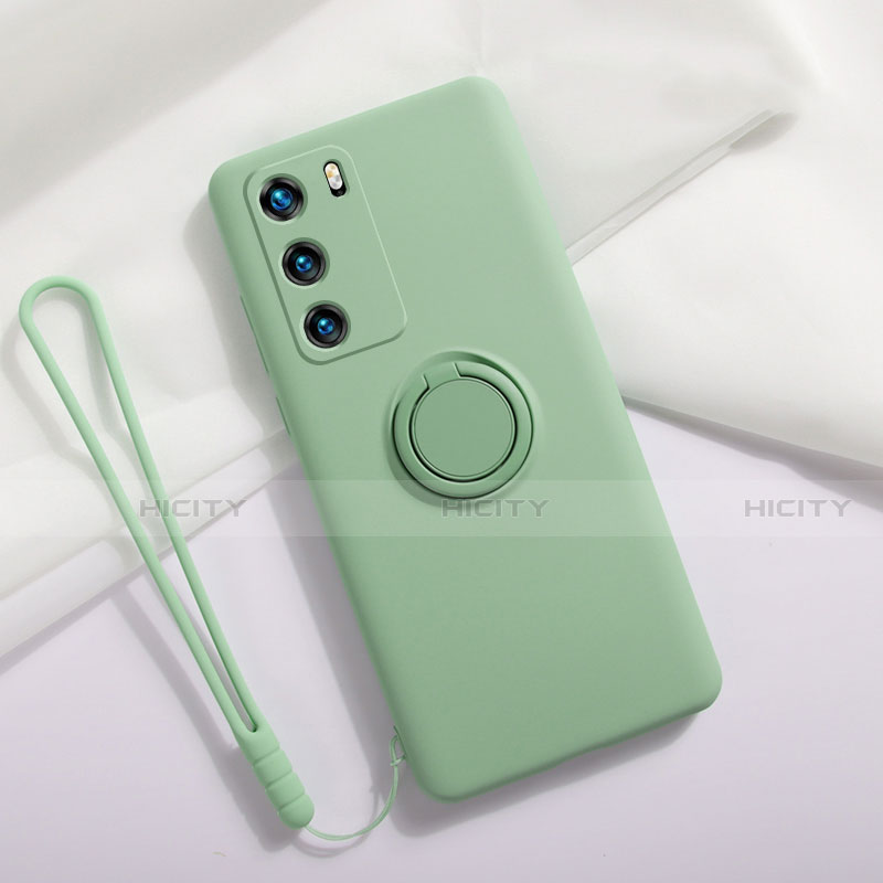 Custodia Silicone Ultra Sottile Morbida Cover con Magnetico Anello Supporto T01 per Huawei P40