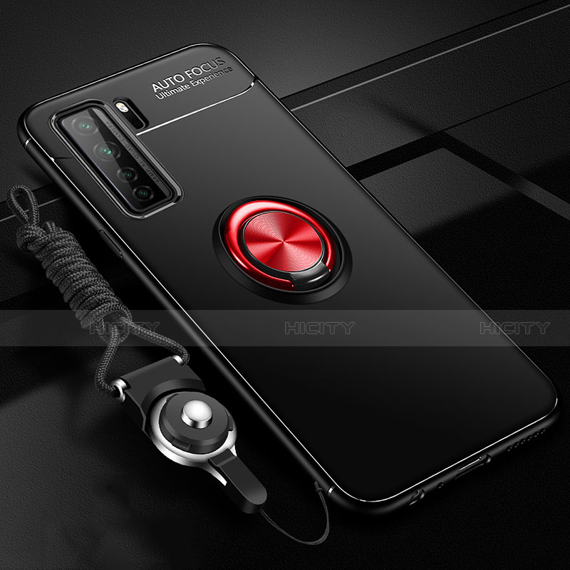 Custodia Silicone Ultra Sottile Morbida Cover con Magnetico Anello Supporto T01 per Huawei P40 Lite 5G