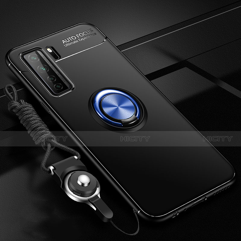 Custodia Silicone Ultra Sottile Morbida Cover con Magnetico Anello Supporto T01 per Huawei P40 Lite 5G