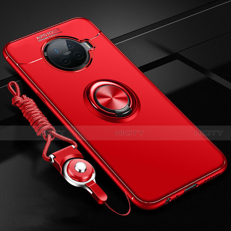 Custodia Silicone Ultra Sottile Morbida Cover con Magnetico Anello Supporto T01 per Oppo Ace2 Rosso