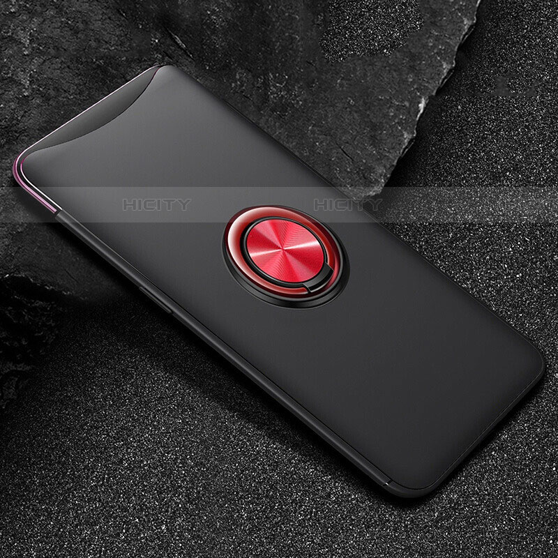 Custodia Silicone Ultra Sottile Morbida Cover con Magnetico Anello Supporto T01 per Oppo Find X