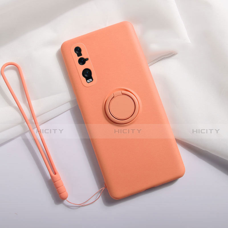 Custodia Silicone Ultra Sottile Morbida Cover con Magnetico Anello Supporto T01 per Oppo Find X2