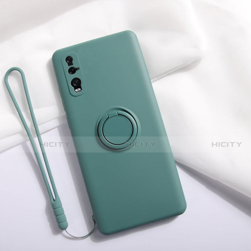 Custodia Silicone Ultra Sottile Morbida Cover con Magnetico Anello Supporto T01 per Oppo Find X2