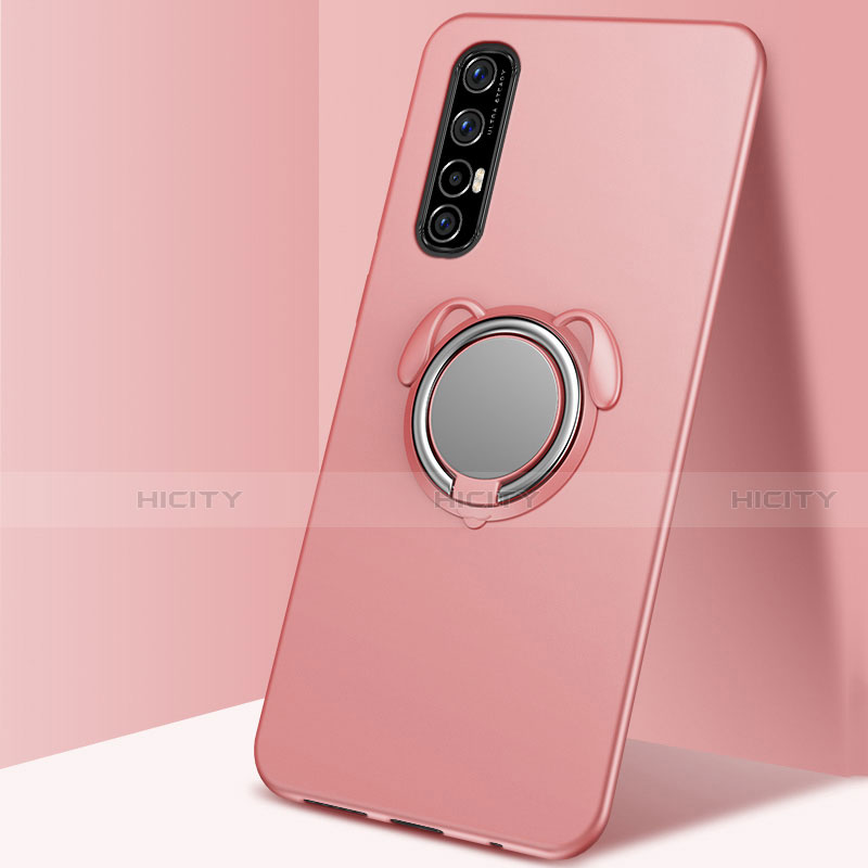 Custodia Silicone Ultra Sottile Morbida Cover con Magnetico Anello Supporto T01 per Oppo Reno3 Pro