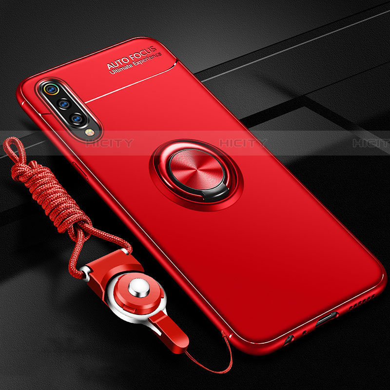Custodia Silicone Ultra Sottile Morbida Cover con Magnetico Anello Supporto T01 per Samsung Galaxy A70 Rosso