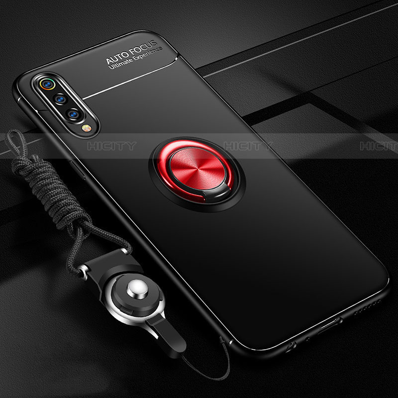 Custodia Silicone Ultra Sottile Morbida Cover con Magnetico Anello Supporto T01 per Samsung Galaxy A70 Rosso e Nero