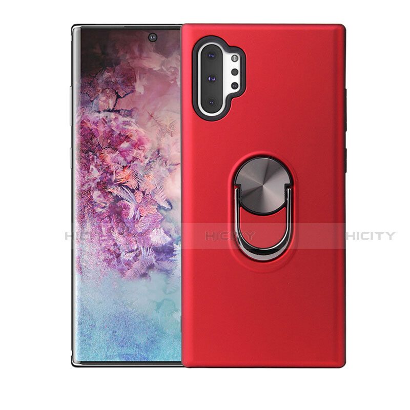 Custodia Silicone Ultra Sottile Morbida Cover con Magnetico Anello Supporto T01 per Samsung Galaxy Note 10 Plus 5G Rosso