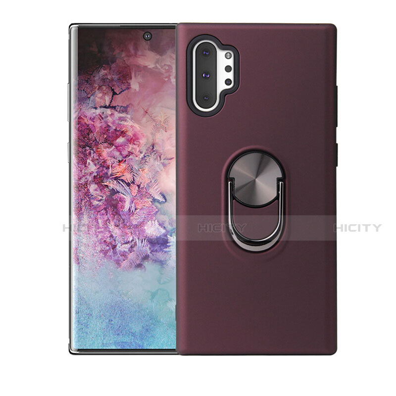 Custodia Silicone Ultra Sottile Morbida Cover con Magnetico Anello Supporto T01 per Samsung Galaxy Note 10 Plus 5G Rosso Rosa