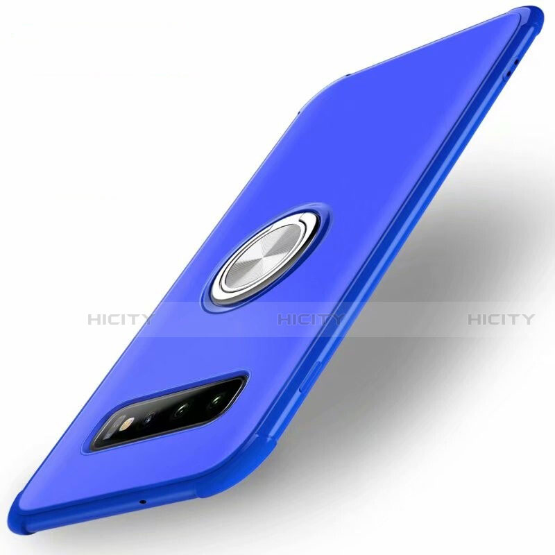 Custodia Silicone Ultra Sottile Morbida Cover con Magnetico Anello Supporto T01 per Samsung Galaxy S10 5G Blu