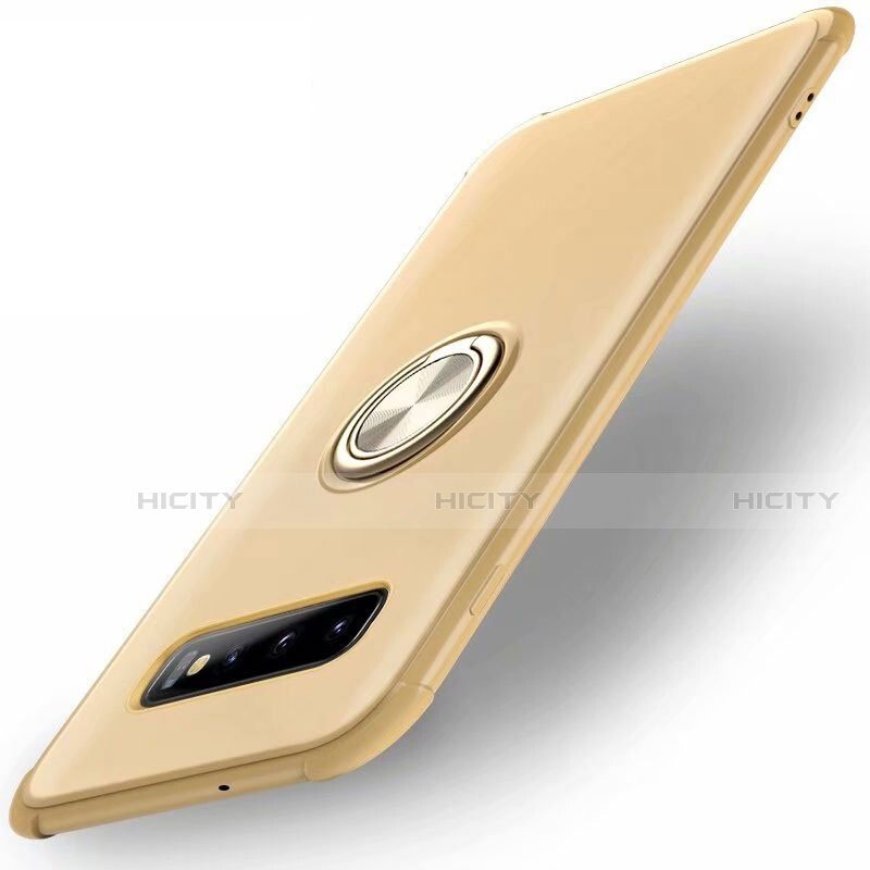Custodia Silicone Ultra Sottile Morbida Cover con Magnetico Anello Supporto T01 per Samsung Galaxy S10 5G Oro