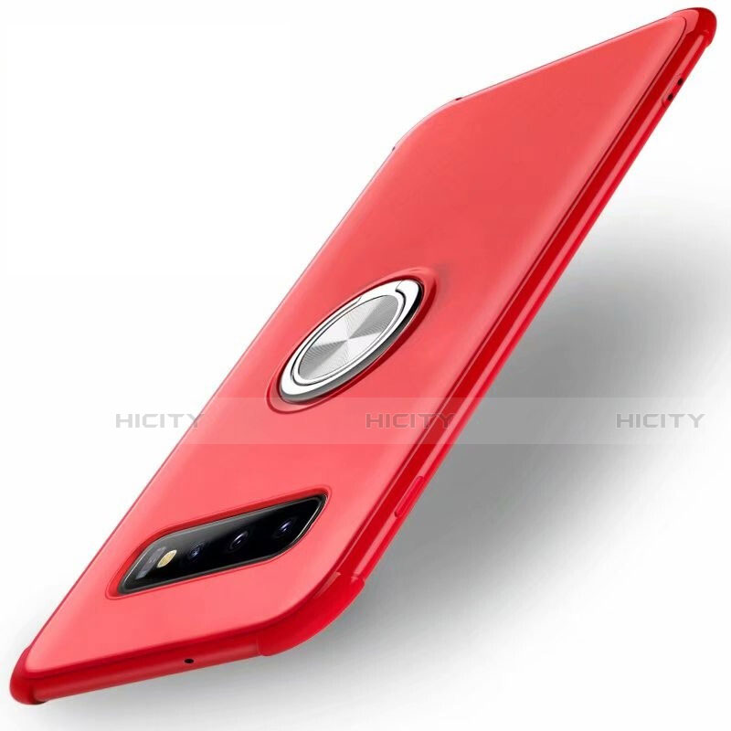 Custodia Silicone Ultra Sottile Morbida Cover con Magnetico Anello Supporto T01 per Samsung Galaxy S10 5G Rosso