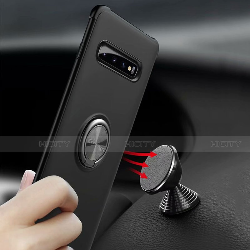 Custodia Silicone Ultra Sottile Morbida Cover con Magnetico Anello Supporto T01 per Samsung Galaxy S10