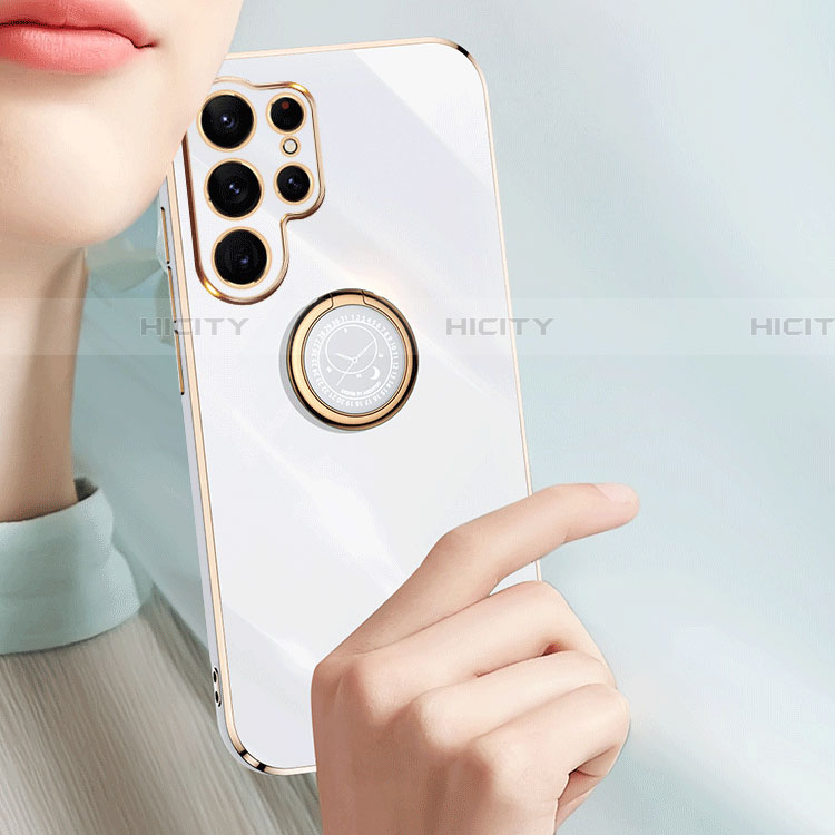 Custodia Silicone Ultra Sottile Morbida Cover con Magnetico Anello Supporto T01 per Samsung Galaxy S23 Ultra 5G
