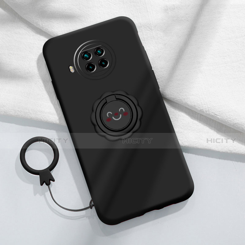 Custodia Silicone Ultra Sottile Morbida Cover con Magnetico Anello Supporto T01 per Xiaomi Mi 10T Lite 5G Nero