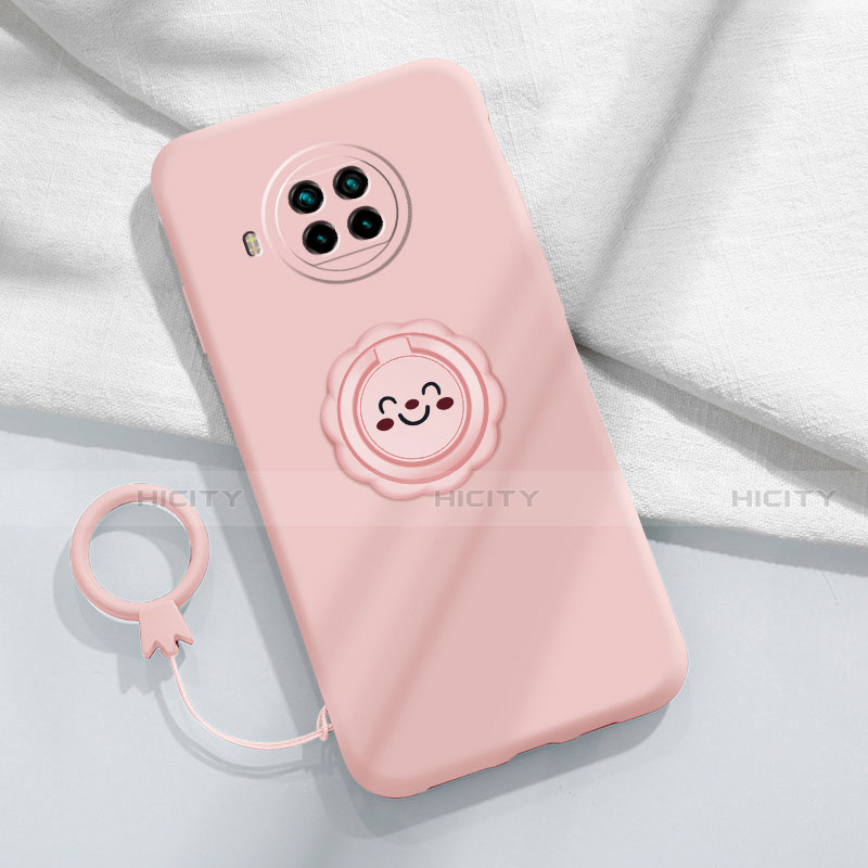 Custodia Silicone Ultra Sottile Morbida Cover con Magnetico Anello Supporto T01 per Xiaomi Mi 10T Lite 5G Rosa