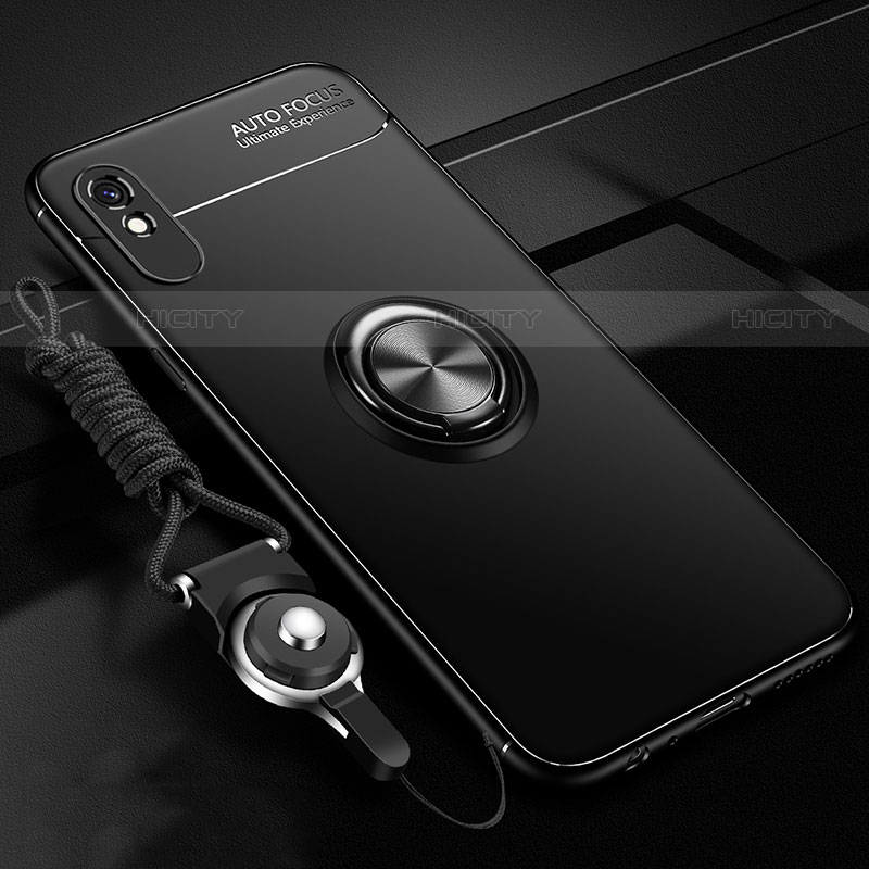 Custodia Silicone Ultra Sottile Morbida Cover con Magnetico Anello Supporto T01 per Xiaomi Redmi 9A