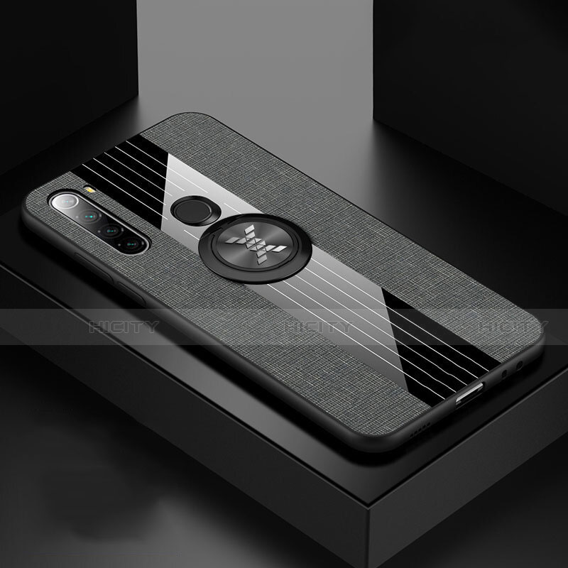 Custodia Silicone Ultra Sottile Morbida Cover con Magnetico Anello Supporto T01 per Xiaomi Redmi Note 8 (2021) Grigio