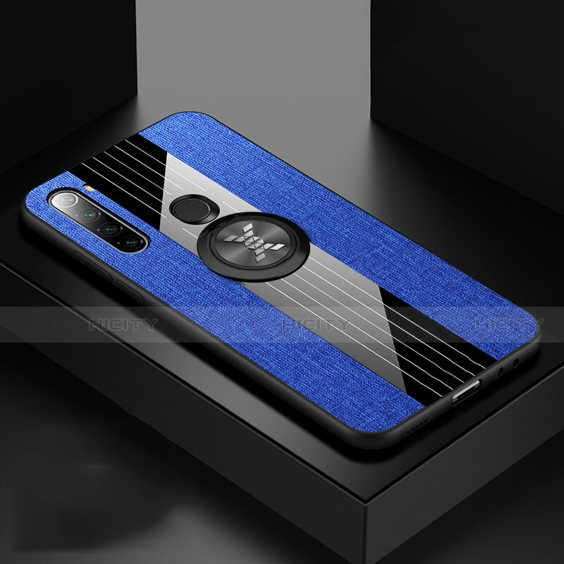 Custodia Silicone Ultra Sottile Morbida Cover con Magnetico Anello Supporto T01 per Xiaomi Redmi Note 8 Blu