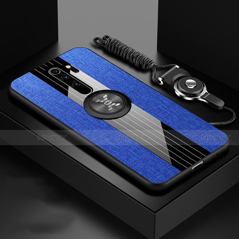 Custodia Silicone Ultra Sottile Morbida Cover con Magnetico Anello Supporto T01 per Xiaomi Redmi Note 8 Pro Blu