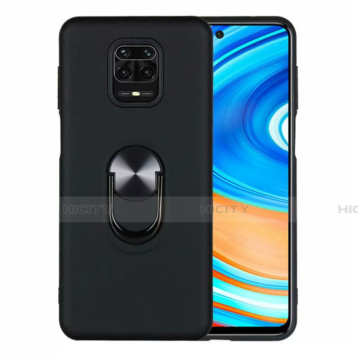 Custodia Silicone Ultra Sottile Morbida Cover con Magnetico Anello Supporto T01 per Xiaomi Redmi Note 9 Pro