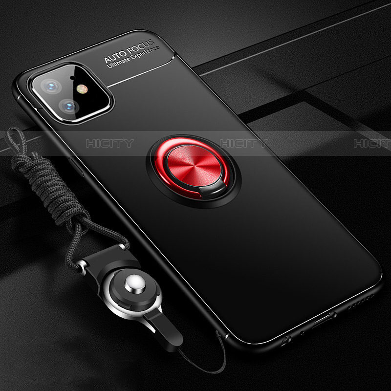 Custodia Silicone Ultra Sottile Morbida Cover con Magnetico Anello Supporto T02 per Apple iPhone 11