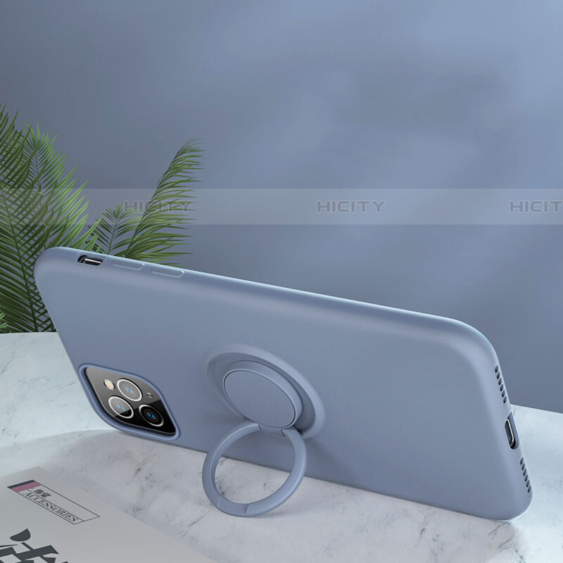 Custodia Silicone Ultra Sottile Morbida Cover con Magnetico Anello Supporto T02 per Apple iPhone 11 Pro Max