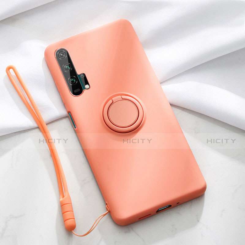 Custodia Silicone Ultra Sottile Morbida Cover con Magnetico Anello Supporto T02 per Huawei Honor 20 Pro Arancione