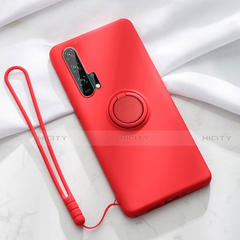 Custodia Silicone Ultra Sottile Morbida Cover con Magnetico Anello Supporto T02 per Huawei Honor 20 Pro Rosso