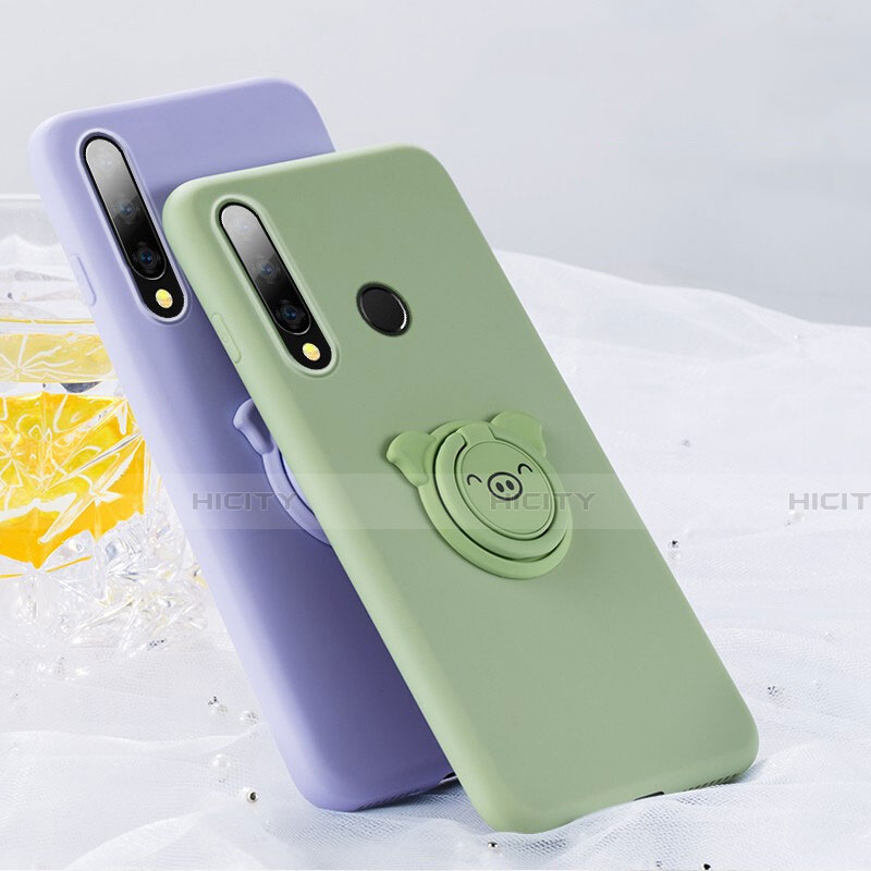 Custodia Silicone Ultra Sottile Morbida Cover con Magnetico Anello Supporto T02 per Huawei Honor 20E