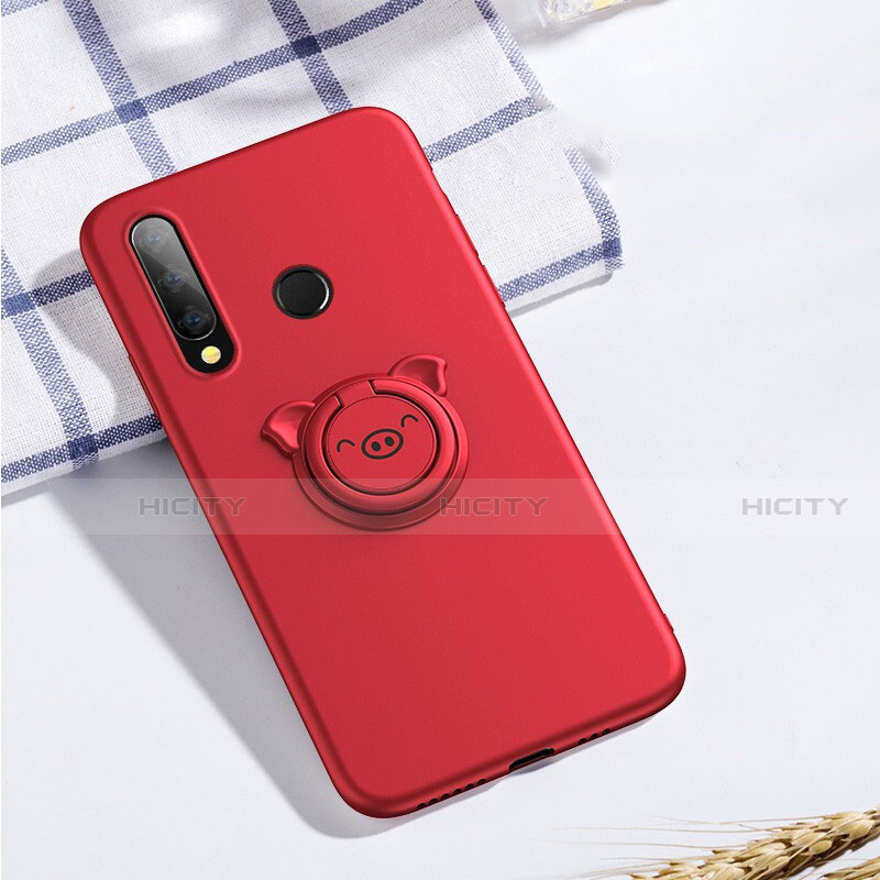 Custodia Silicone Ultra Sottile Morbida Cover con Magnetico Anello Supporto T02 per Huawei Honor 20i Rosso