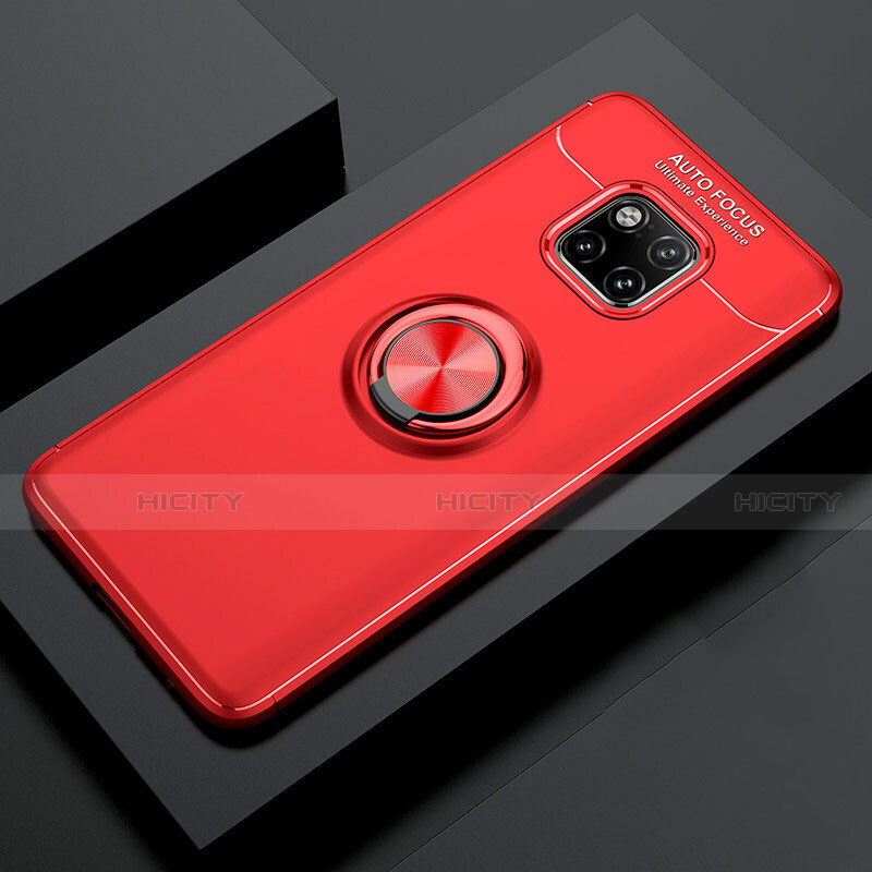 Custodia Silicone Ultra Sottile Morbida Cover con Magnetico Anello Supporto T02 per Huawei Mate 20 Pro Rosso