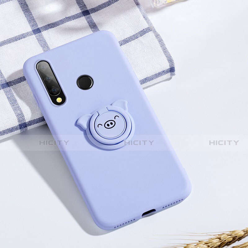 Custodia Silicone Ultra Sottile Morbida Cover con Magnetico Anello Supporto T02 per Huawei P Smart+ Plus (2019)