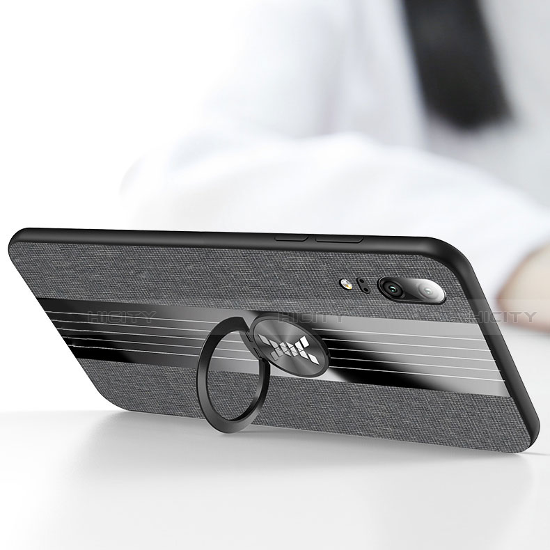Custodia Silicone Ultra Sottile Morbida Cover con Magnetico Anello Supporto T02 per Huawei P20
