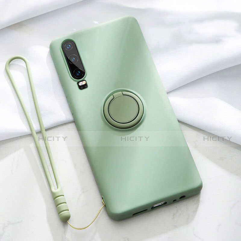 Custodia Silicone Ultra Sottile Morbida Cover con Magnetico Anello Supporto T02 per Huawei P30