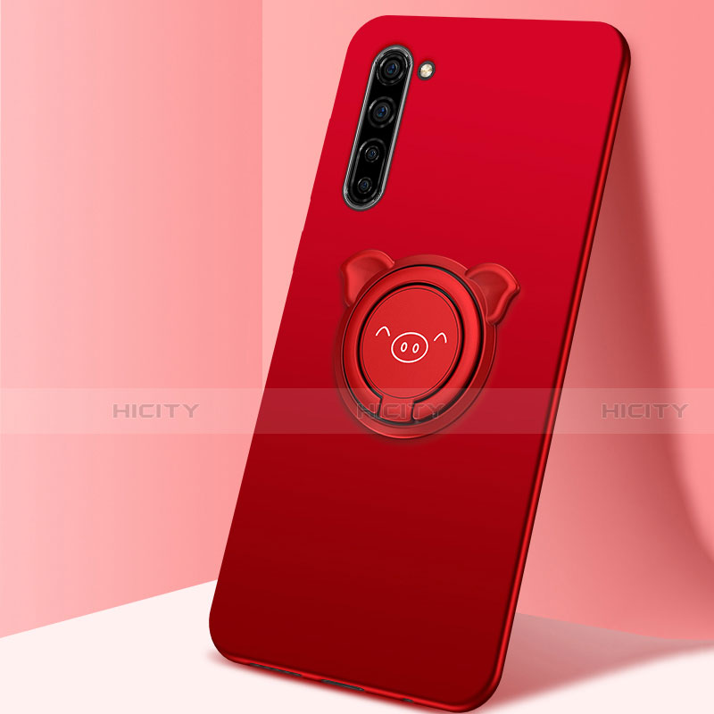 Custodia Silicone Ultra Sottile Morbida Cover con Magnetico Anello Supporto T02 per Oppo Find X2 Lite Rosso